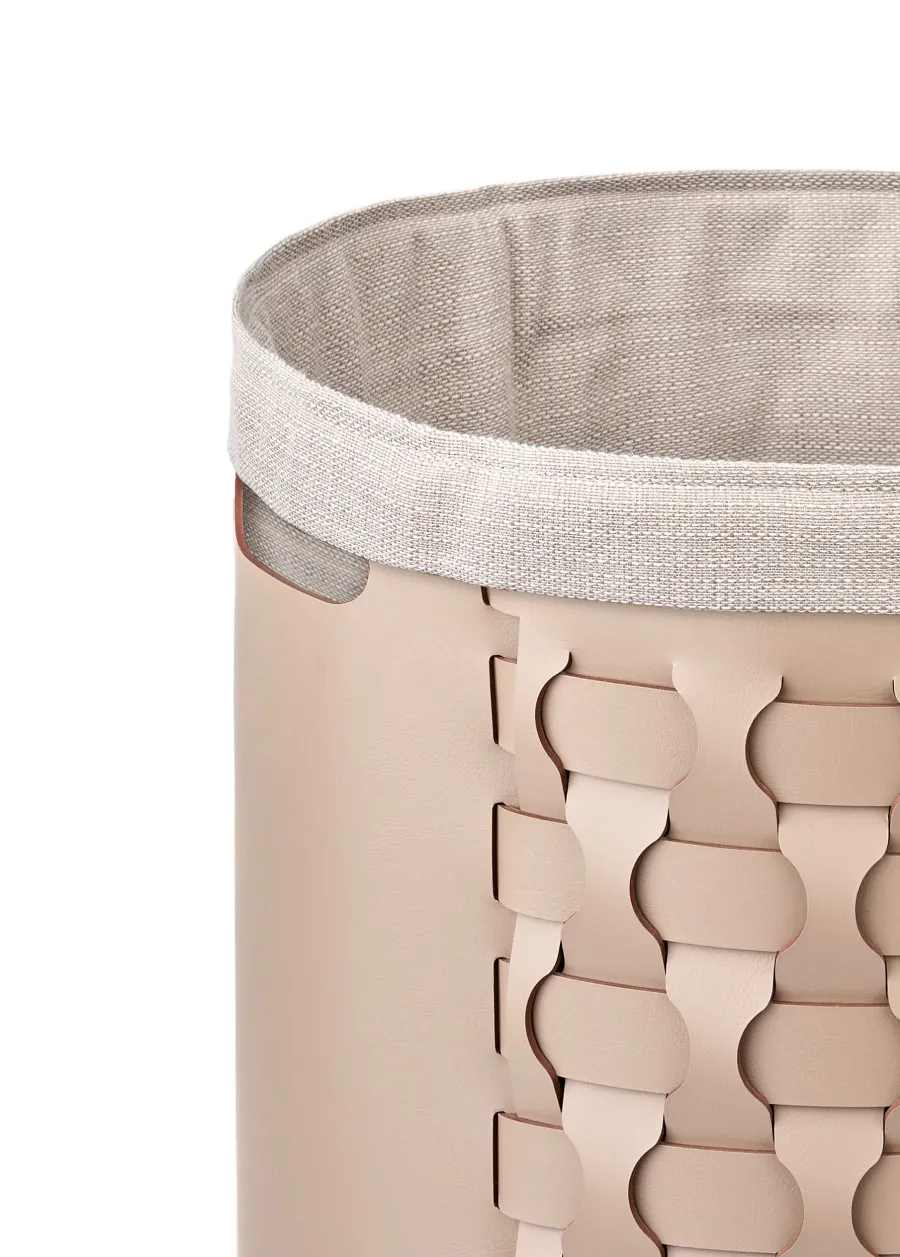 obrazek 3 Skórzany okrągły kosz Dubai Ø40xH40 cm w kolorze cappuccino