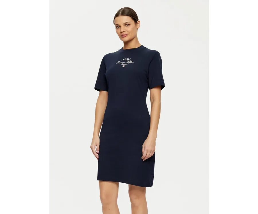 obrazek 1 Tommy Hilfiger Sukienka codzienna Short Sleeve Short Dress WW0WW43830 Granatowy Slim Fit