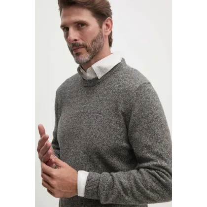 Zdjęcie Barbour sweter wełniany męski kolor szary ciepły