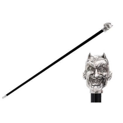 Zdjęcie Oryginalna czarna laska z uchwytem w kształcie głowy Lucyfera – Pasotti