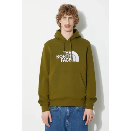 Zdjęcie The North Face bluza bawełniana M Drew Peak Pullover Hoodie męska kolor zielony z kapturem z aplikacją NF00AHJYPIB1