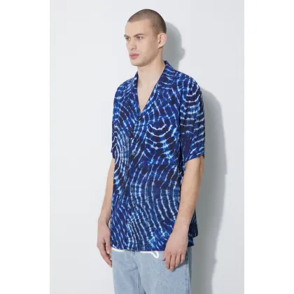 Zdjęcie Marcelo Burlon koszula Aop Soundwaves Hawaii Shirt męska kolor niebieski relaxed CMGG001S24FAB0014501