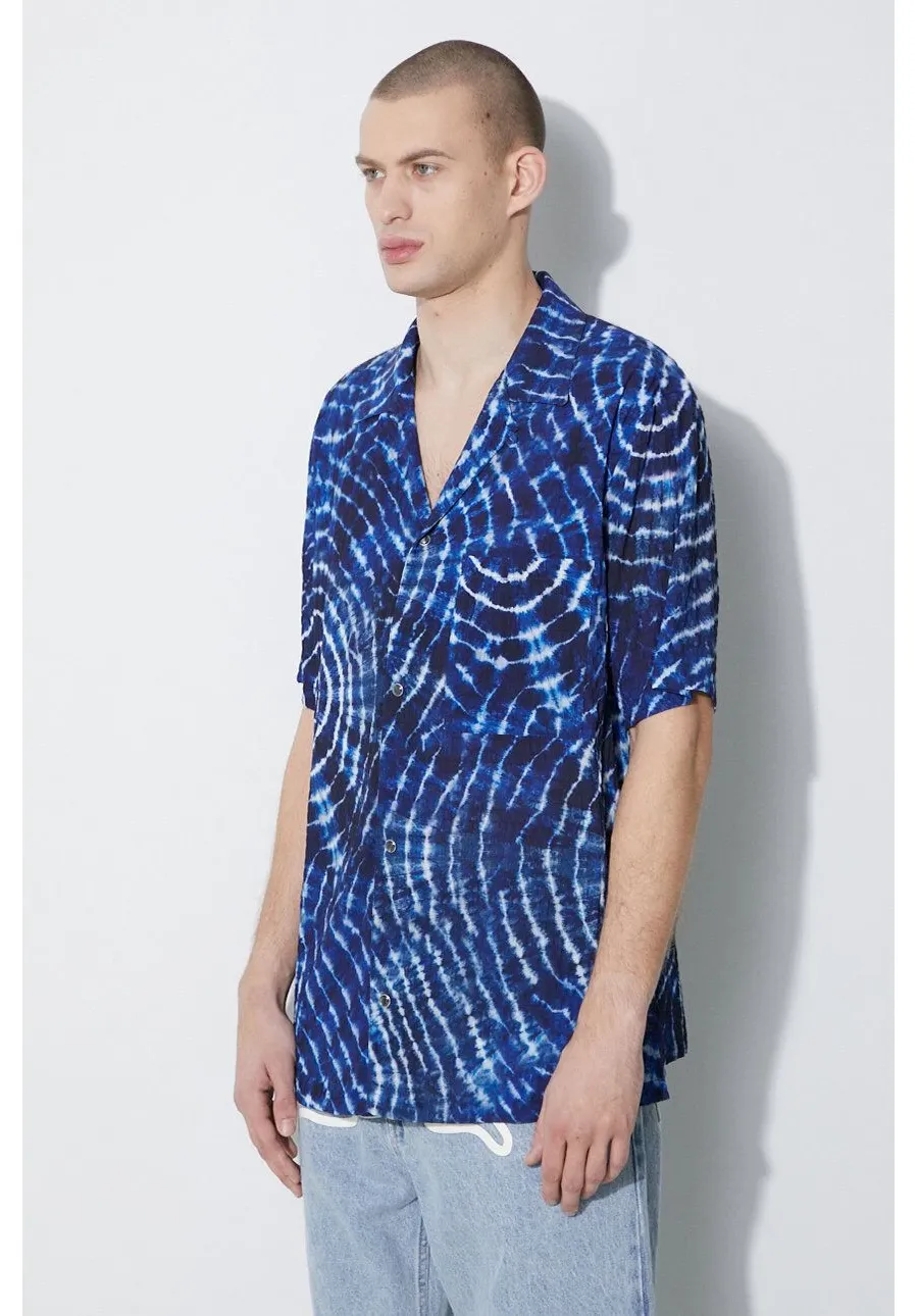 obrazek 1 Marcelo Burlon koszula Aop Soundwaves Hawaii Shirt męska kolor niebieski relaxed CMGG001S24FAB0014501