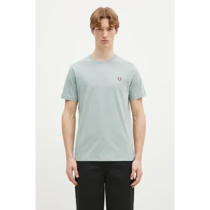 Zdjęcie Fred Perry t-shirt bawełniany męski kolor turkusowy z aplikacją M1600.X06