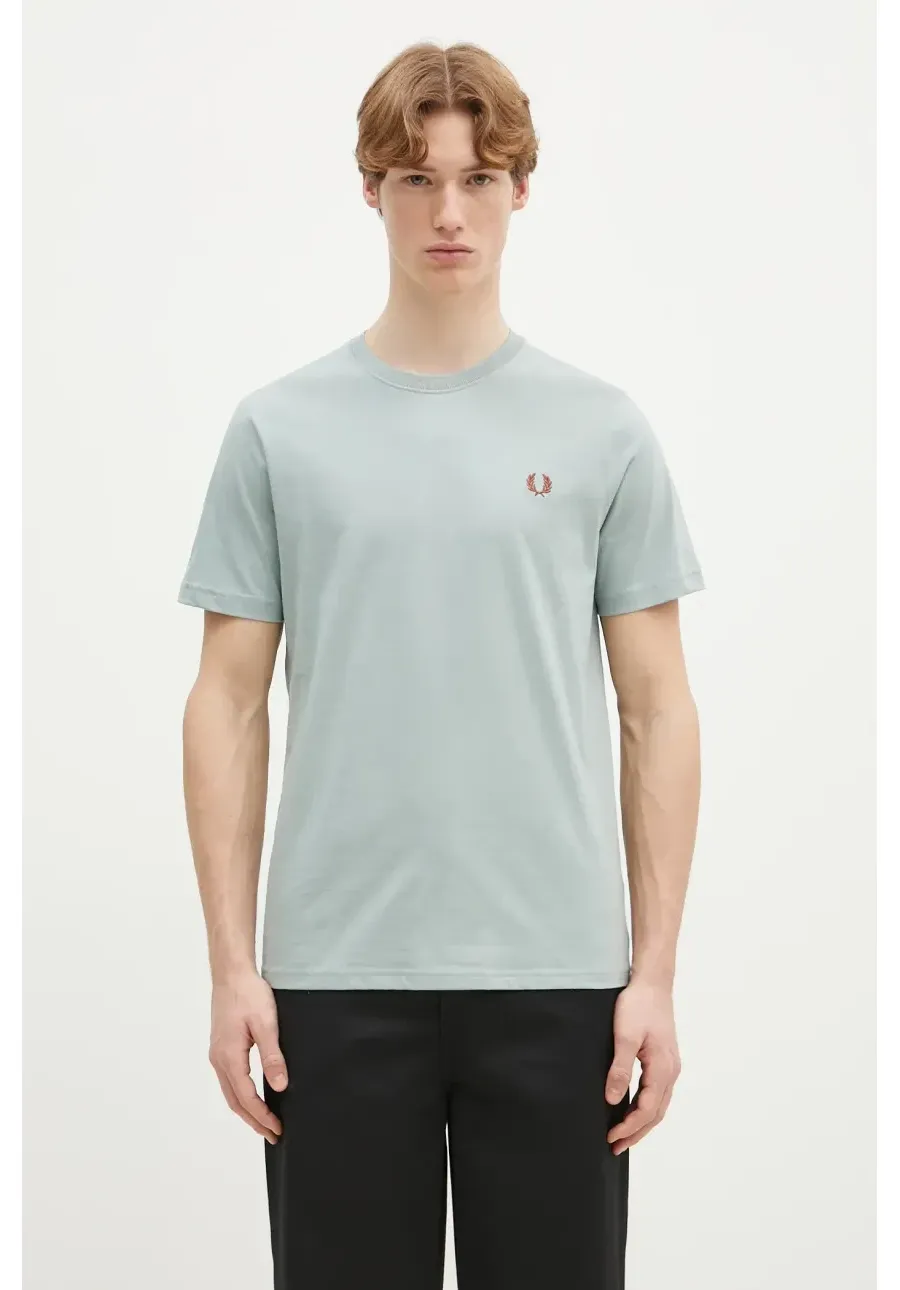 obrazek 1 Fred Perry t-shirt bawełniany męski kolor turkusowy z aplikacją M1600.X06