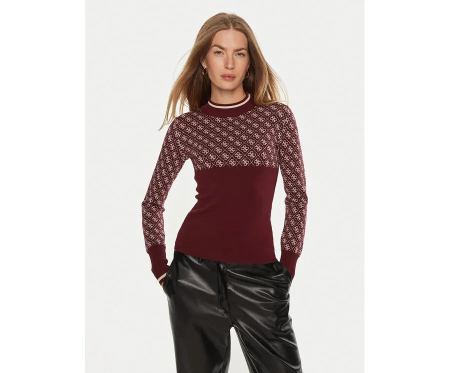 obrazek 1 Guess Sweter W3BR81 Z37K0 Bordowy Regular Fit