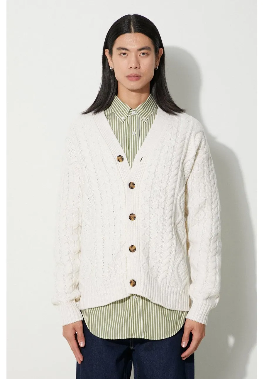 obrazek 1 Drôle de Monsieur kardigan wełniany Le Cardigan Torsades kolor beżowy C-CA113-WO018-CM