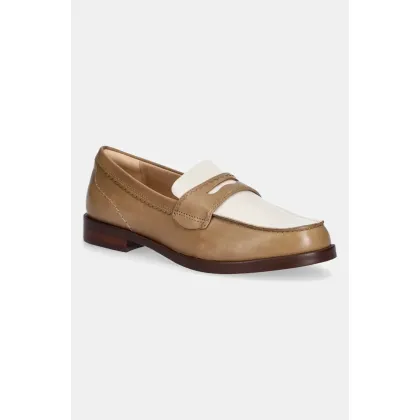 Zdjęcie Clarks Originals mokasyny skórzane Straven Edge damskie kolor brązowy na płaskim obcasie 26181272