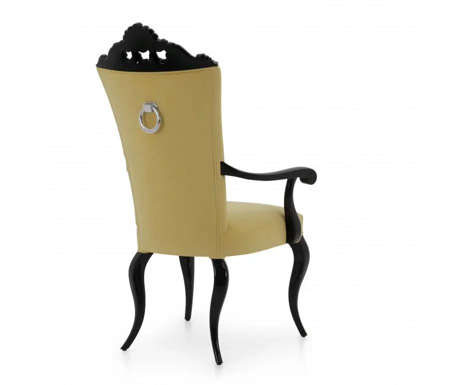 obrazek 2 Żółty elegancki fotel bukowy w stylu barokowym - Sevensedie