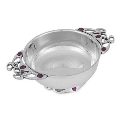 Zdjęcie Stylowy prezent w szkockim stylu - prosta czarka Quaich z rączkami