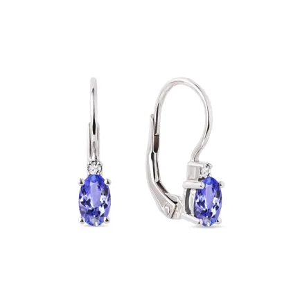 Zdjęcie Złote kolczyki z diamentami i owalnymi tanzanitami KLENOTA