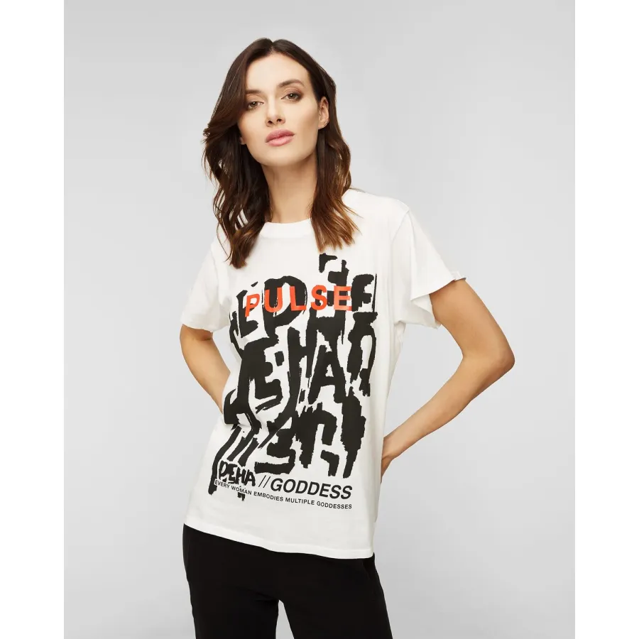 obrazek 1 Biały T-shirt Z Nadrukiem Deha