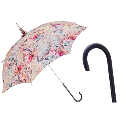 Zdjęcie Wyjątkowy różowy parasol damski zdobiony oryginalnym motywem kwiatowym – Pasotti