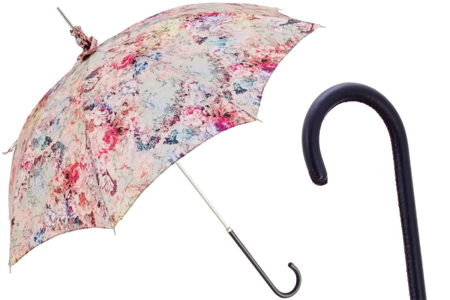 obrazek 1 Wyjątkowy różowy parasol damski zdobiony oryginalnym motywem kwiatowym – Pasotti