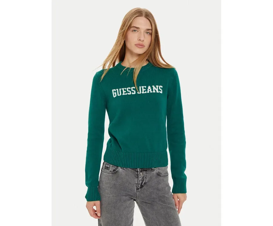 obrazek 1 Guess Jeans Sweter W4BR10 Z3HM1 Zielony Regular Fit