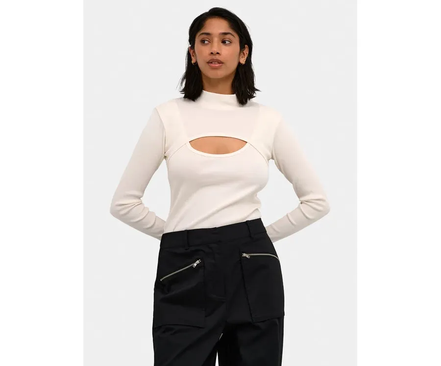 obrazek 1 Karen by Simonsen Bluzka Mandarina 10104770 Écru Regular Fit