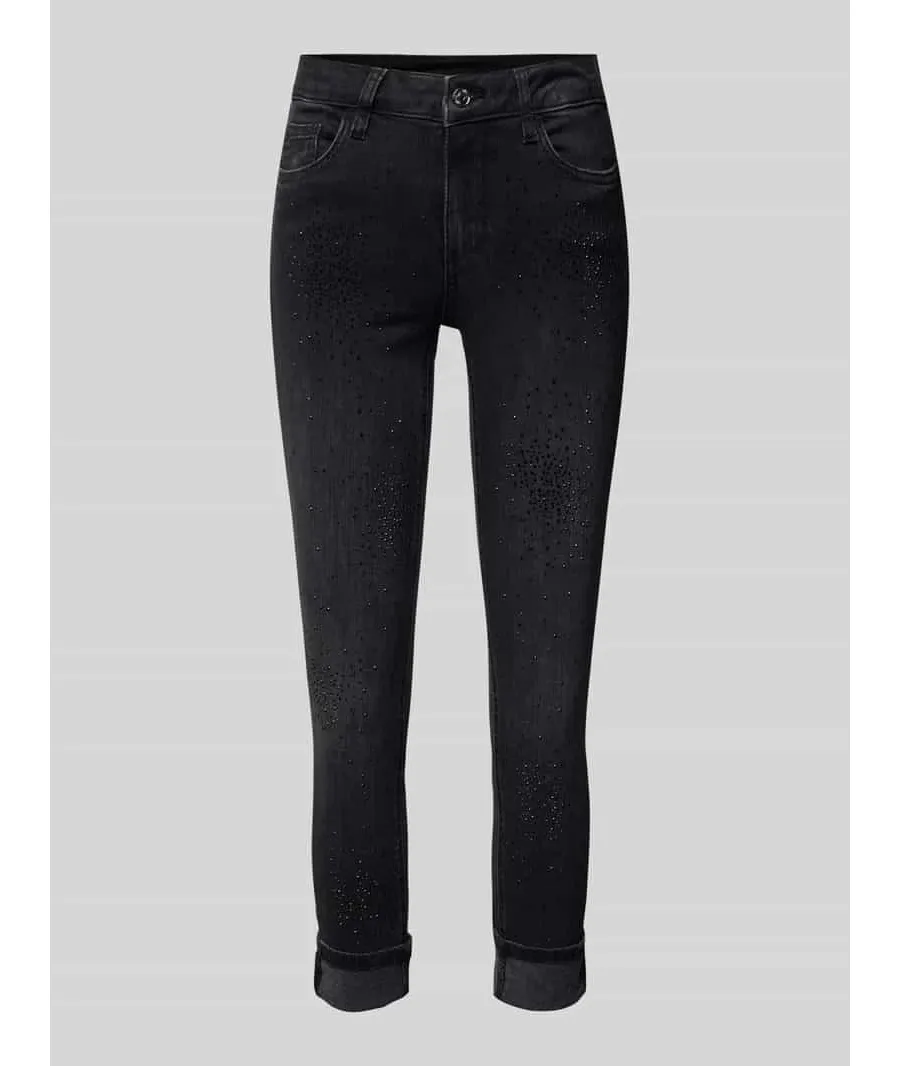 obrazek 1 Jeansy o kroju slim fit z przeszytymi zakończeniami nogawek
