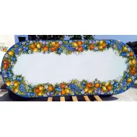 Picture Elegant tabletop made of volcanic lava decorated with a fruit motif - Ceramiche Valchida