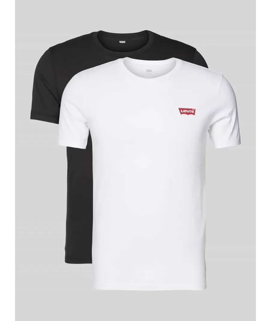 obrazek 1 T-shirt o kroju slim fit z nadrukiem z logo w zestawie 2 szt.