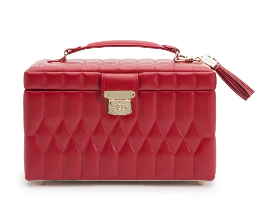 obrazek 2 Stylowy pojemnik na biżuterię z przegródkami Caroline Medium Red