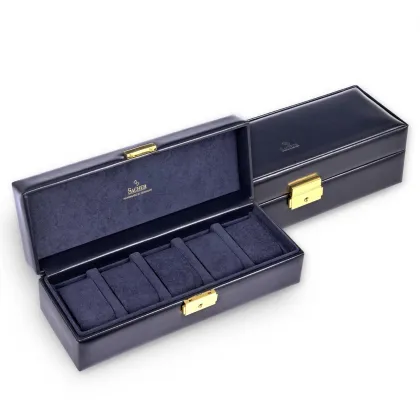 Picture Navy blue leather case for 5 watches