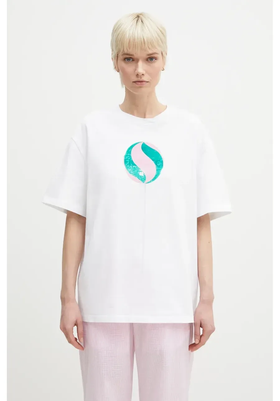 obrazek 1 Fiorucci t-shirt bawełniany Big Lollipop Print Boxy T-Shirt damski kolor biały U02SPTSH103CJ01WH04