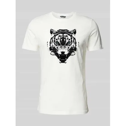 Zdjęcie T-shirt z prążkowanym okrągłym dekoltem