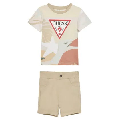 Zdjęcie Guess Komplet t-shirt i spodenki N5GG05 K8HM4 Beżowy Regular Fit