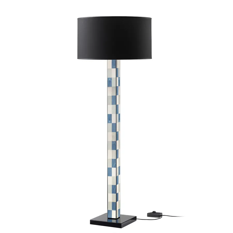 obrazek 2 Stylowa lampa stojąca z drewna i inkrustowanego forniru