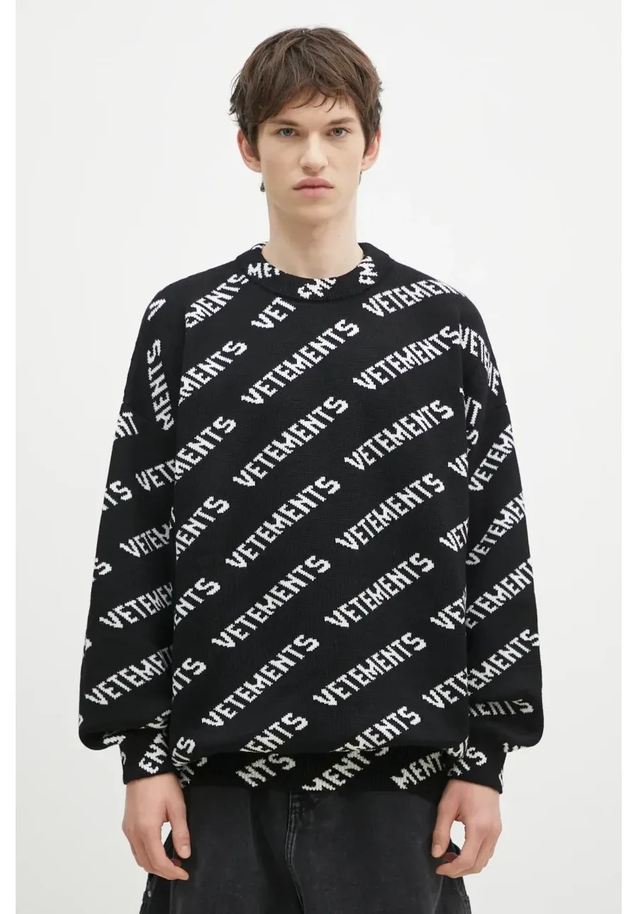 obrazek 1 VETEMENTS sweter wełniany Monogram kolor czarny ciepły UA66KN150B