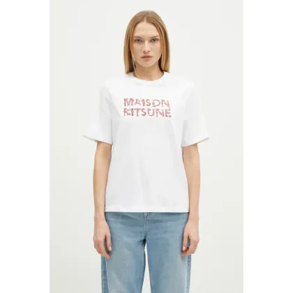 Zdjęcie Maison Kitsuné t-shirt bawełniany Woodland Alphabet damski kolor biały NW00114KJ0119