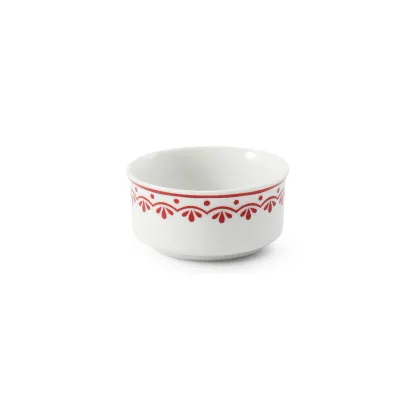 Zdjęcie Stylowa porcelanowa solniczka zdobiona czerwonym ornamentem - Leander