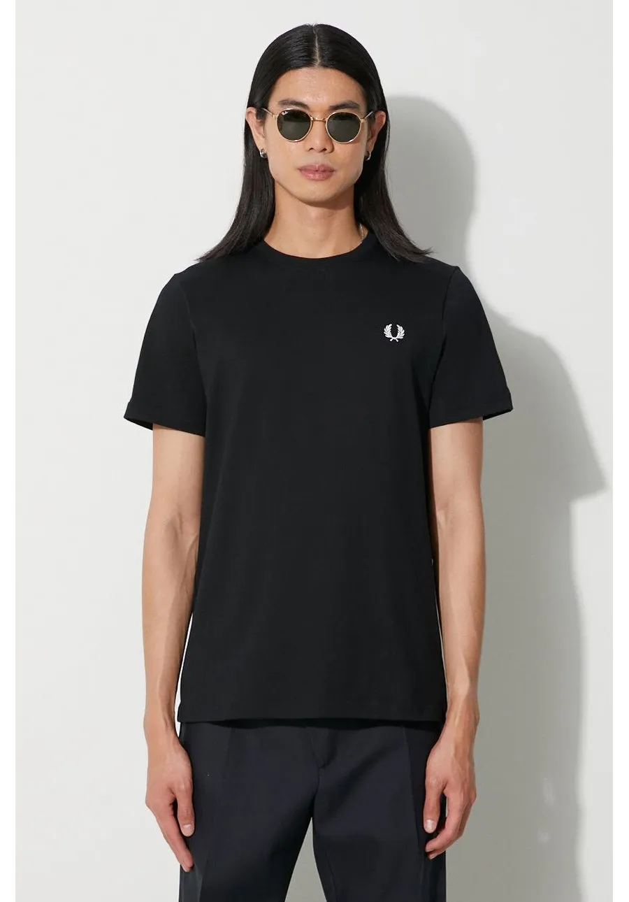 obrazek 1 Fred Perry t-shirt bawełniany męski kolor czarny z aplikacją M1600.102