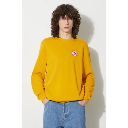 Zdjęcie Fjallraven bluza bawełniana 1960 Logo Badge Sweater męska kolor żółty z aplikacją F87163