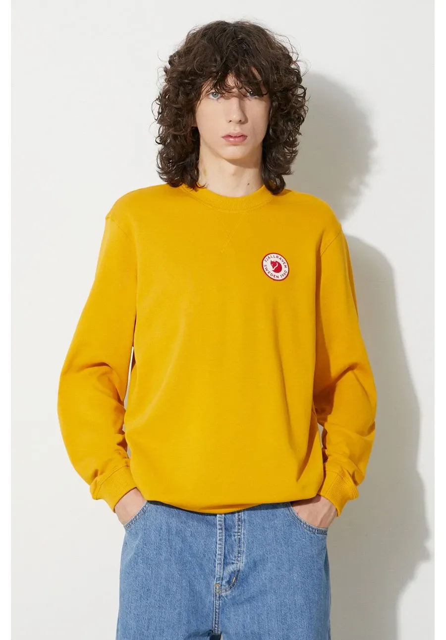 obrazek 1 Fjallraven bluza bawełniana 1960 Logo Badge Sweater męska kolor żółty z aplikacją F87163