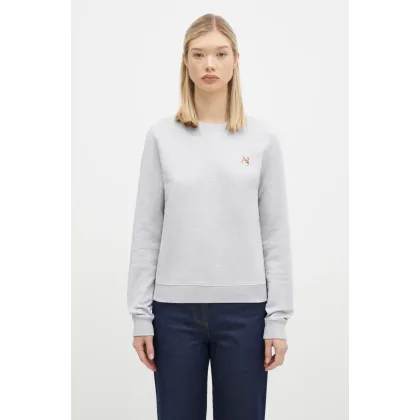Zdjęcie Maison Kitsuné bluza bawełniana Fox Head Patch Regular Sweatshirt damska kolor szary gładka LW00302KM0001