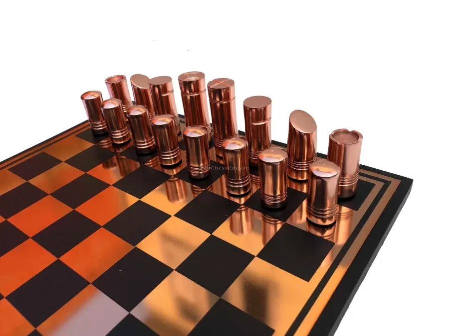 obrazek 5 Wyjątkowe figury aluminiowe w kolorze różowo-złotym i czarnym wraz z planszą do gry w szachy - The Chess Empire