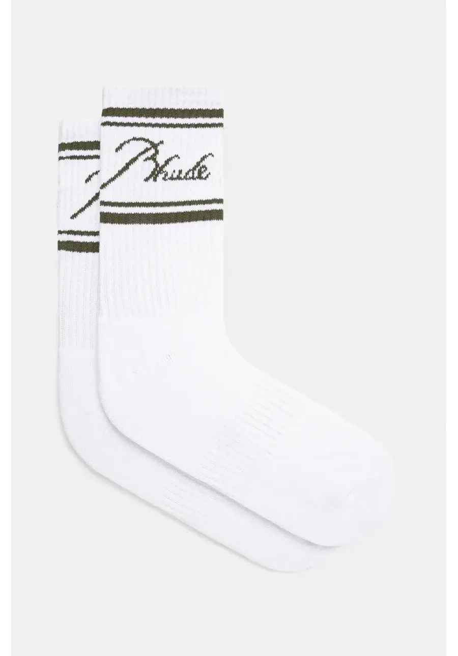 obrazek 1 RHUDE skarpetki Striped Script Logo męskie kolor biały RHPS25SO03117