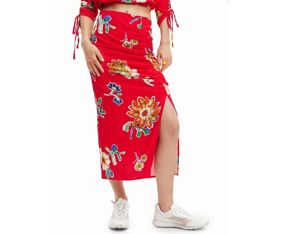 obrazek 1 Desigual Spódnica ołówkowa Crimea 23SWFW22 Czerwony Slim Fit