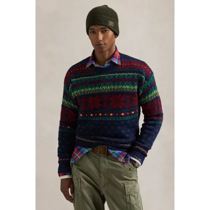Zdjęcie Polo Ralph Lauren sweter wełniany męski kolor niebieski ciepły 710949297