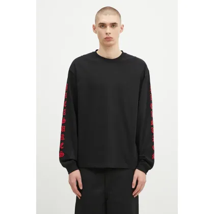 Zdjęcie PLEASURES longsleeve bawełniany Oe Heavyweight Long Sleeve kolor czarny z aplikacją P24F045