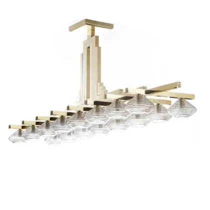 Zdjęcie Prostokątny żyrandol z mosiądzu i włoskiego kryształu - Il Paralume Marina