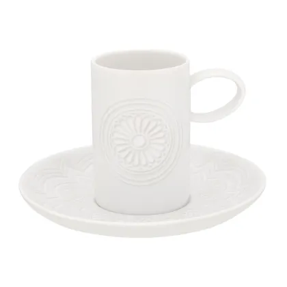 Picture Porcelain coffee cup and saucer Ornament with relief decoration inspired by the ceilings of the Vista Alegre Palace - Vista Alegre