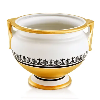 Picture Ceramic decorative flowerpot container with black Greek decoration - Ahura