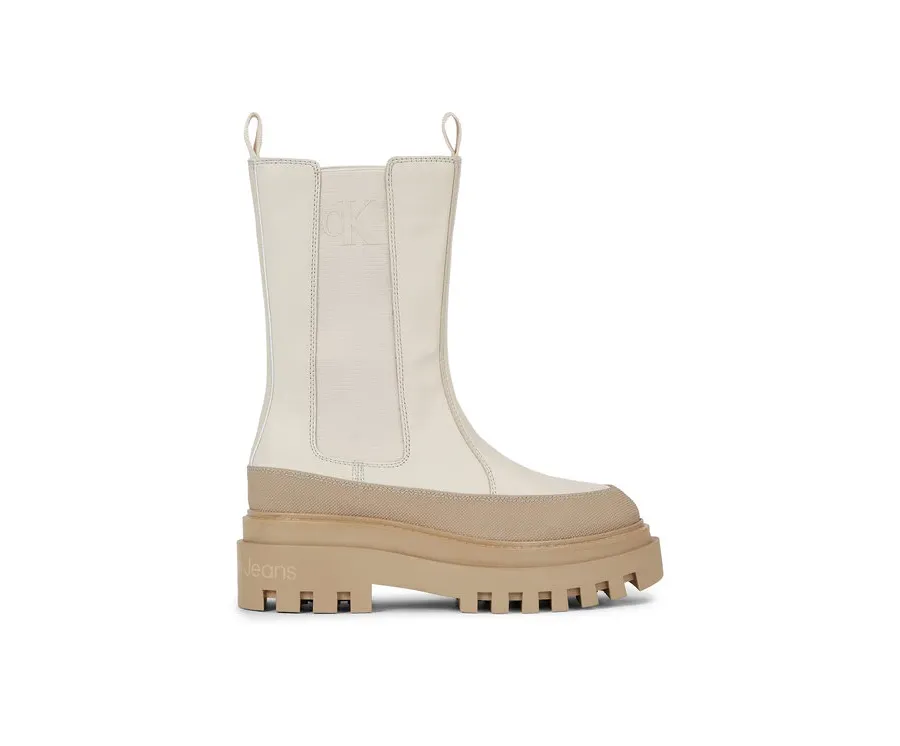 obrazek 1 Calvin Klein Jeans Sztyblety Flatform Chelsea Boot Lth Wn YW0YW01111 Écru