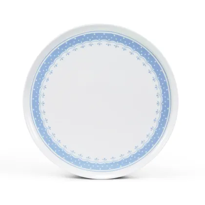 Zdjęcie Talerz na ciasto z porcelany z jasnoniebieskim geometrycznym zdobieniem – Leander