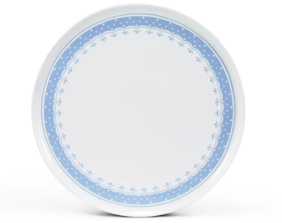 obrazek 1 Talerz na ciasto z porcelany z jasnoniebieskim geometrycznym zdobieniem – Leander