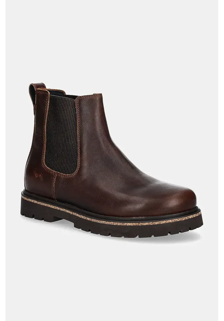 obrazek 1 Birkenstock botki skórzane Highwood Slip On damskie kolor brązowy na płaskim obcasie 1025782