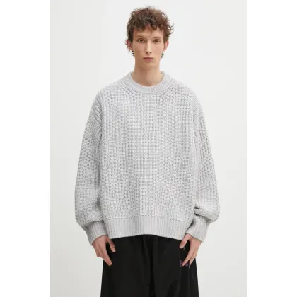 Zdjęcie MKI MIYUKI ZOKU sweter z domieszką wełny Chunky Rib Knit Crewneck męski kolor szary CHUNKY.RIB.KNIT.CRE.GR