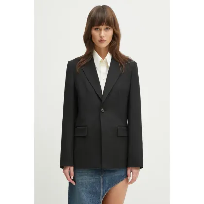 Zdjęcie MM6 Maison Margiela marynarka z domieszką wełny kolor czarny jednorzędowa gładka S52BN0141